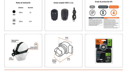 Linterna de minero LED 430 lm