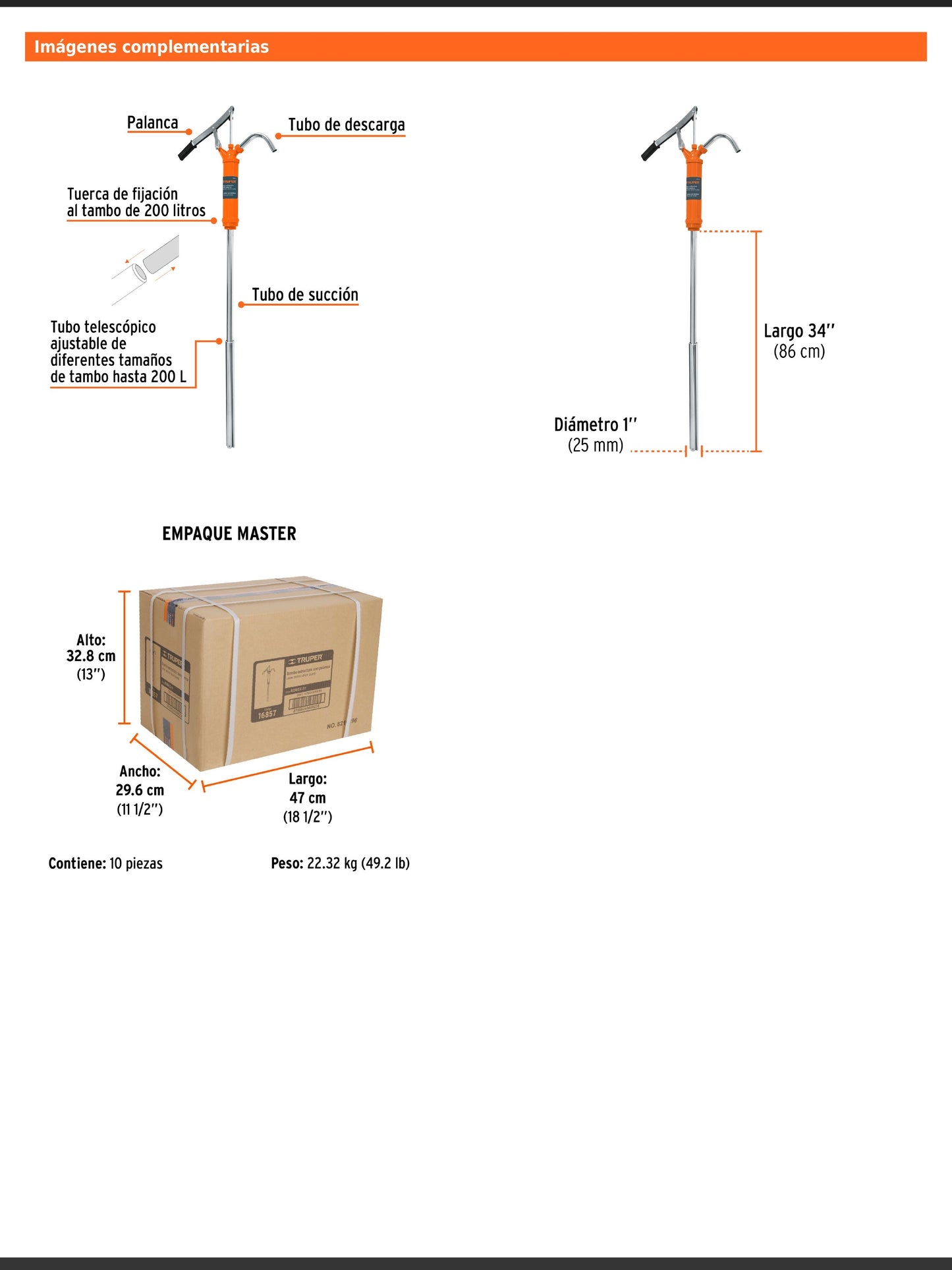 Bomba extractora de aceites con palanca