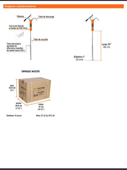 Bomba extractora de aceites con palanca