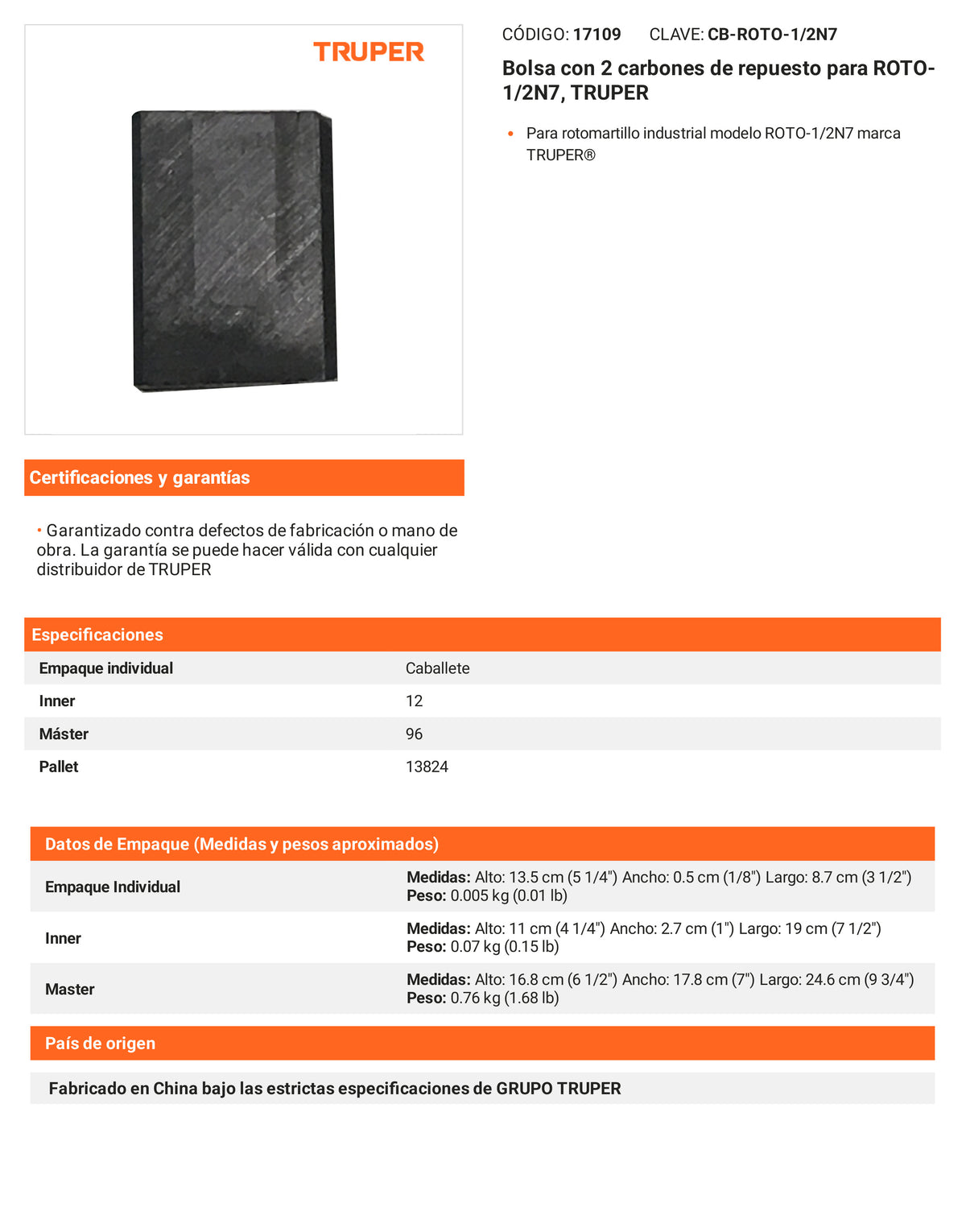 Ficha tecnica - 2 carbones para ROTO-1/2N7 - SKU 17109