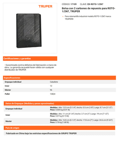Ficha tecnica - 2 carbones para ROTO-1/2N7 - SKU 17109
