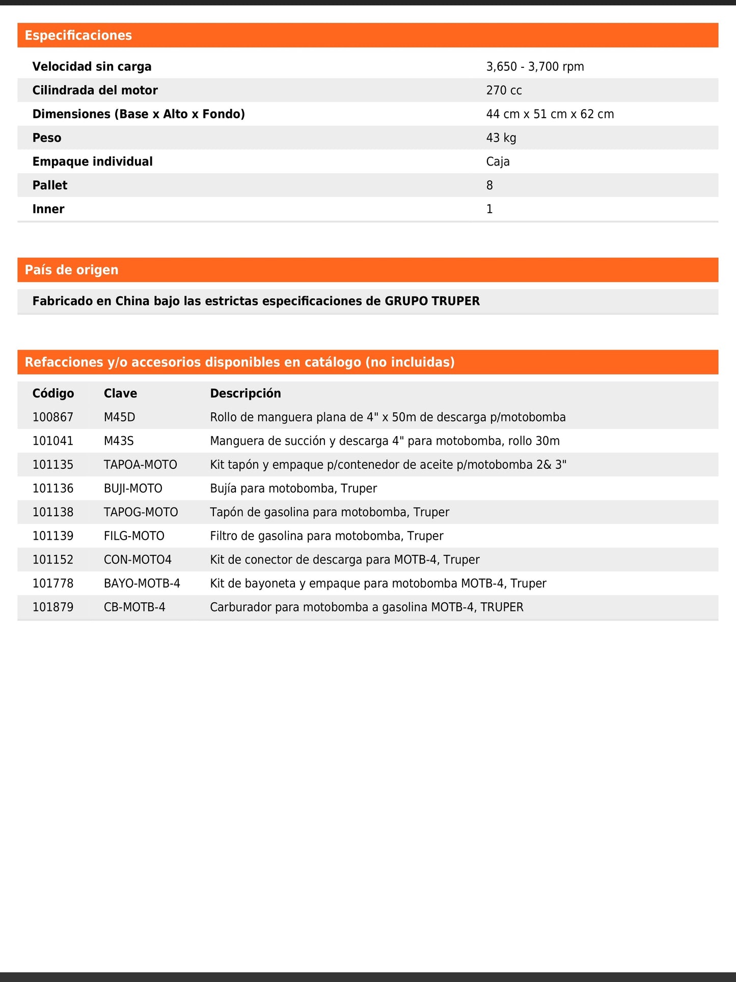 Motobomba autocebante de 4 pulgadas por 4 pulgadas a gasolina de 9 HP agrícola
