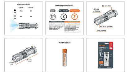 Linterna de aluminio LED 40 lm