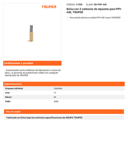 Ficha tecnica - 2 carbones para PIPI-44E - SKU 17390