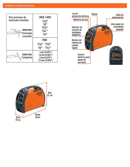 Soldadora inversora 250A de 220V