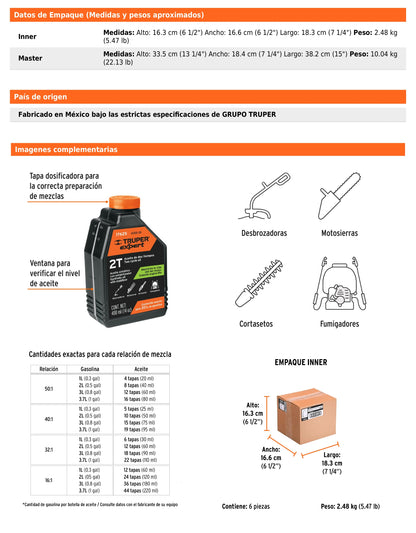 Aceites sintéticos para motor de 2 tiempos 400ml