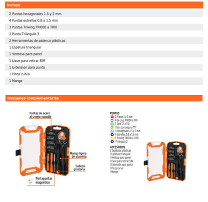 Juego de 32 Piezas para Reparación de Electrónica, Truper