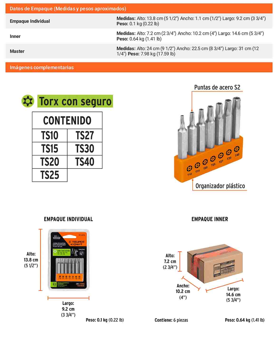 Puntas Torx con Seguro  Juego de 7 piezas