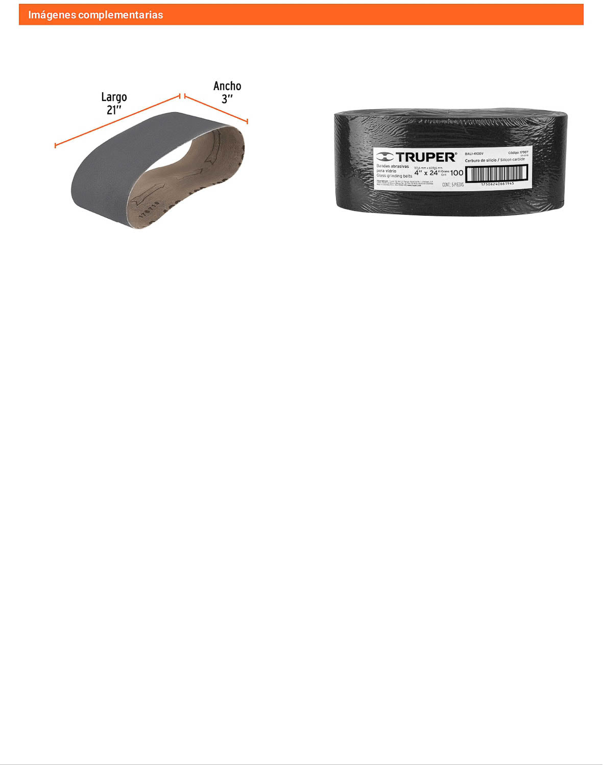 Banda para vidrio 4x24 pulg grano 100