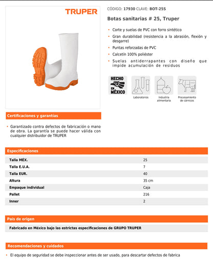 Botas sanitarias de PVC