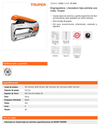 Engrapadora / Clavadora Tipo Pistola Uso Rudo