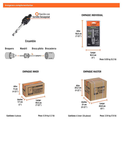 Mandril zanco 3/8 pulg. para brocasierras