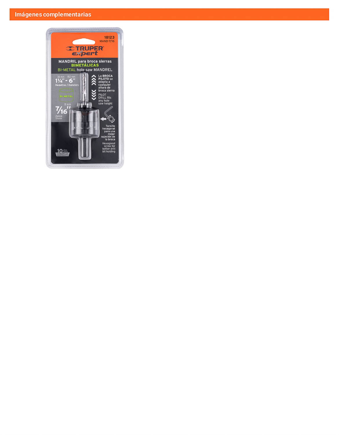 Mandril zanco 7/16 pulg. para brocasierras