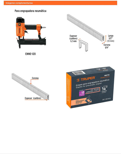 Caja 5000 grapas 1/4 pulg 13 mm
