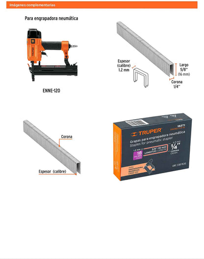 Caja 5000 grapas 1/4 pulg 16 mm