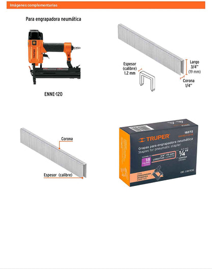 Caja 5000 grapas 1/4 pulg 19 mm