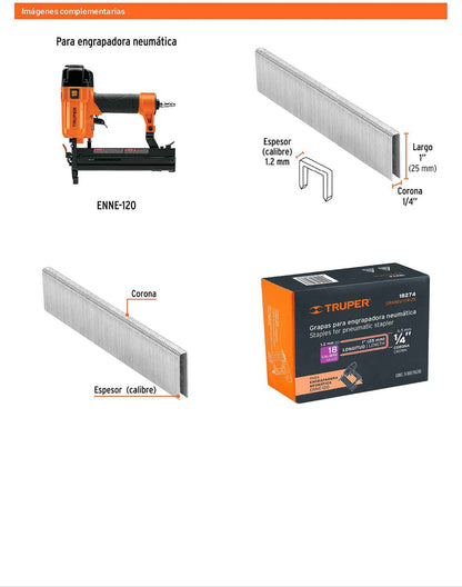 Caja 5000 grapas 1/4 pulg 25 mm