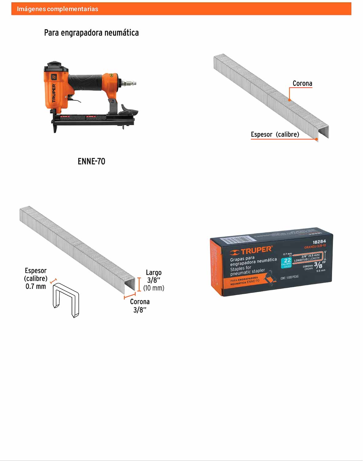 Caja 5000 grapas 3/8 pulg 10 mm