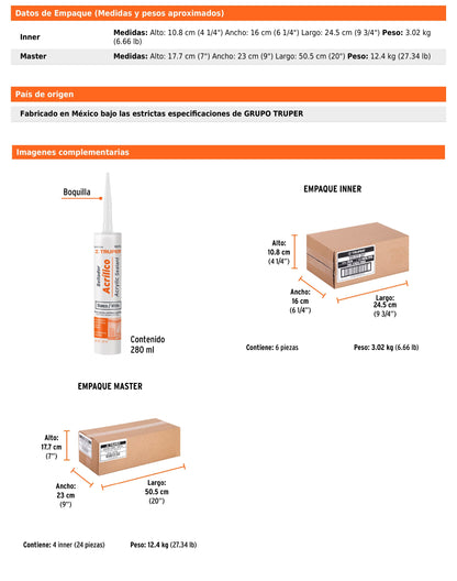 Sellador acrilico de 280 ml blanco