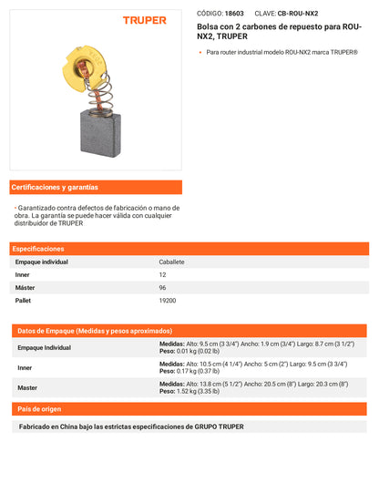 Ficha tecnica - 2 carbones para ROU-NX2 - SKU 18603