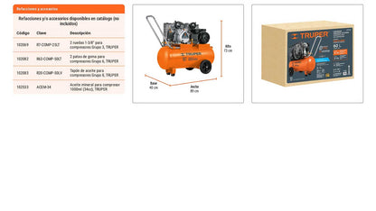 Compresor de banda 60 L horizontal