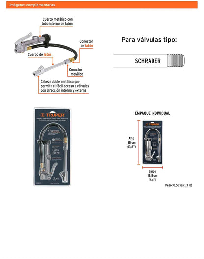 Inflador calibrador de cabeza doble profesional
