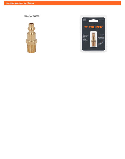 Conector rápido de latón macho 1/4 pulg