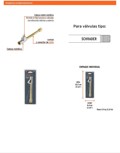 Inflador de cabeza doble 1/4 pulg