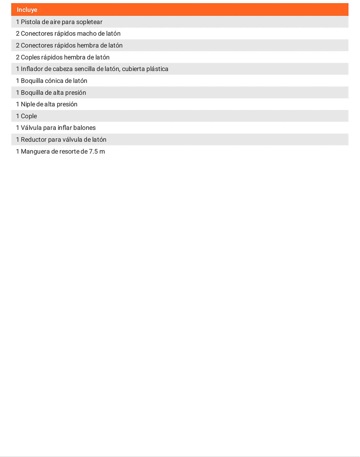 Juego 15 accesorios neumáticos con manguera