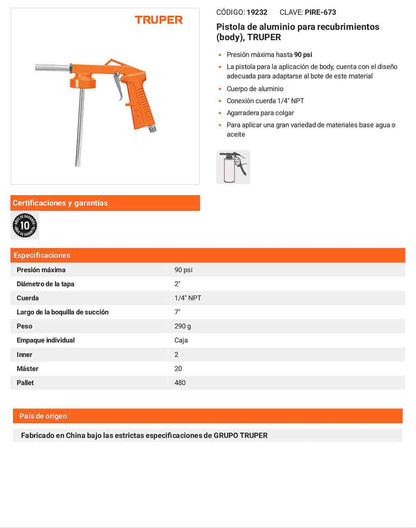 Pistola de aluminio para body