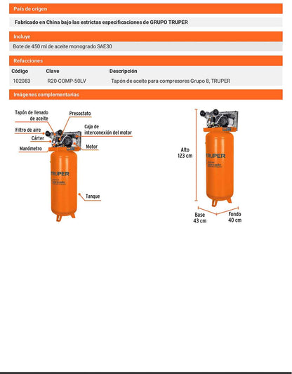 Compresor de banda 240 L 220V