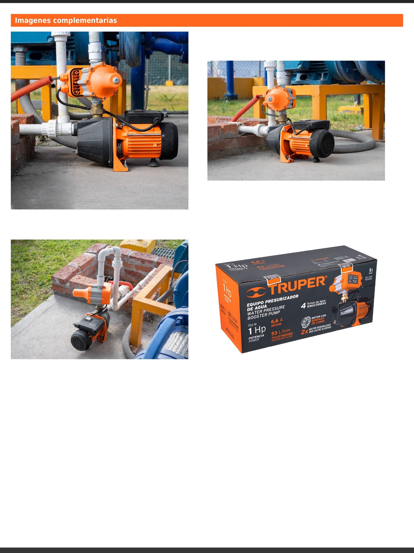 Bomba presurizadora jet de hierro de 1 HP con control