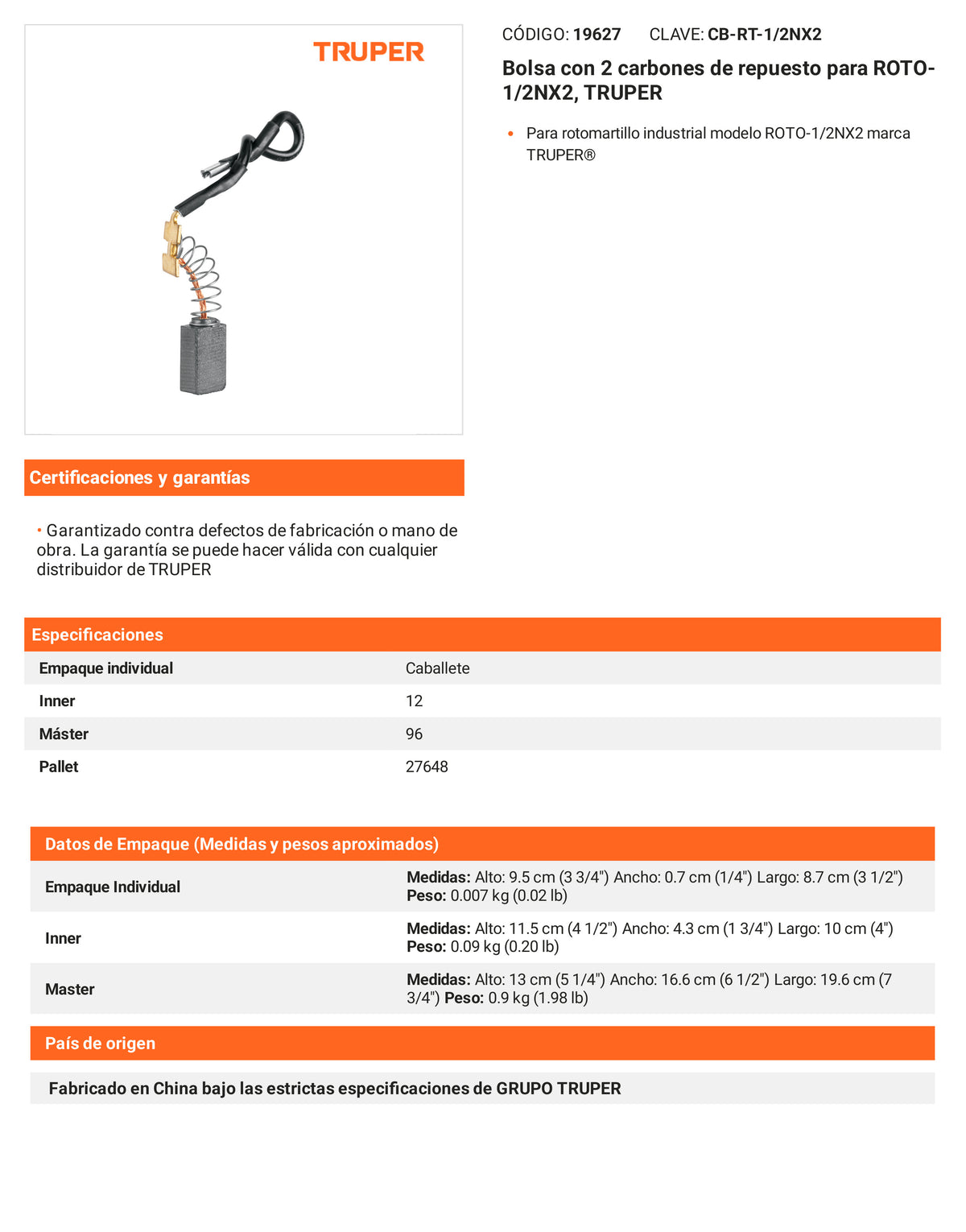 Ficha tecnica - 2 carbones para ROTO-1/2NX2 - SKU 19627
