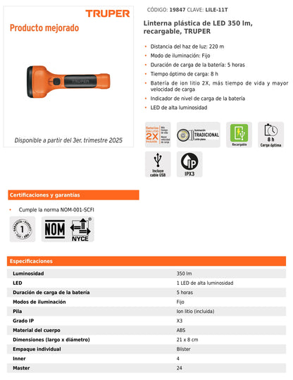 Linterna recargable 1 led