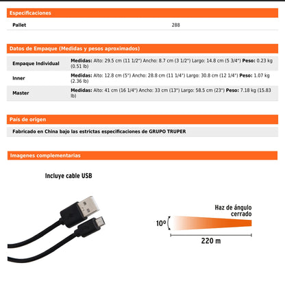 Linterna recargable 1 led