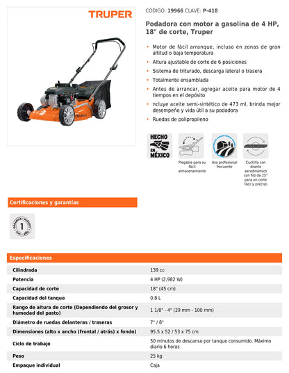 Podadora con motor a gasolina