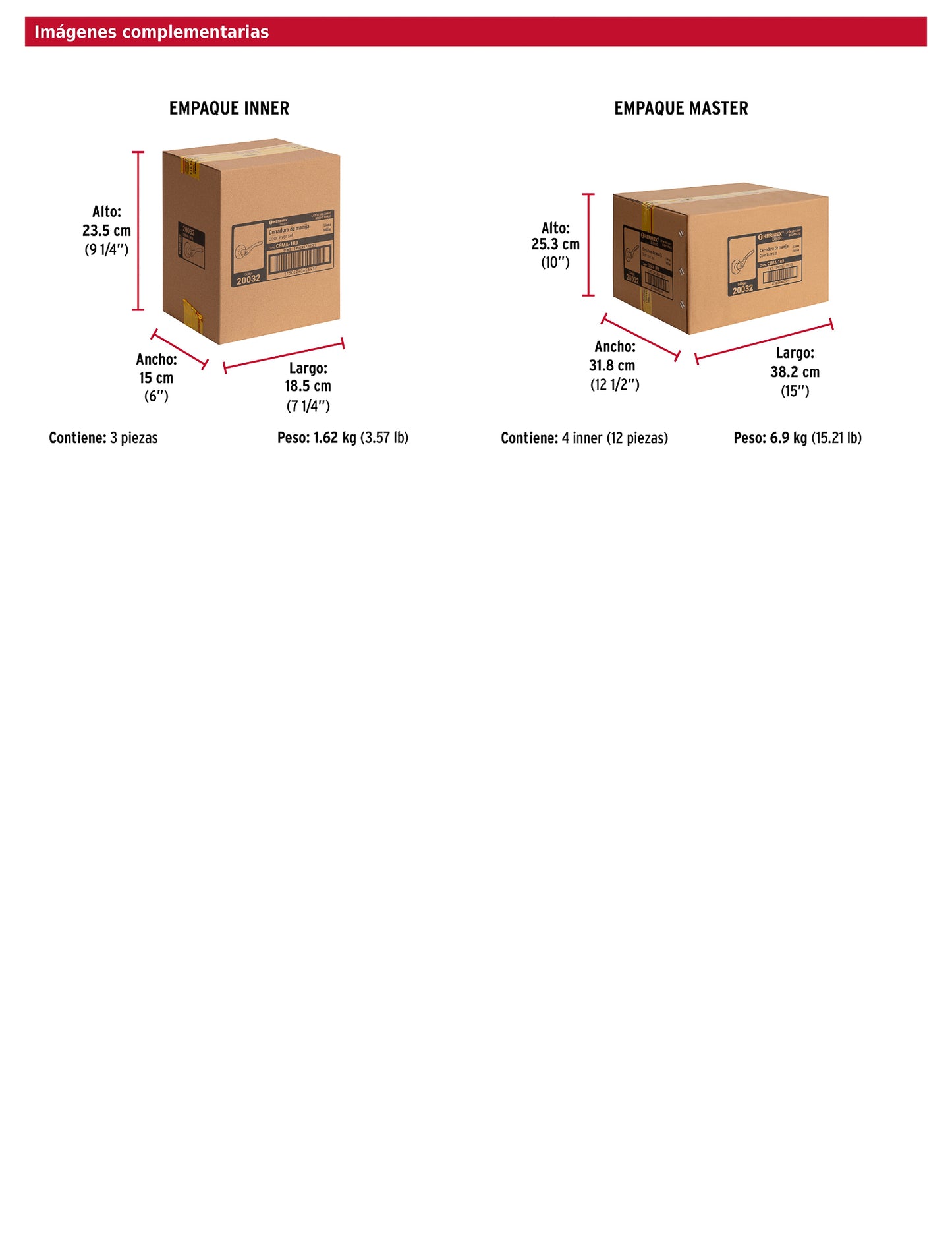 Cerradura manija recámara de latón brillante con cilindro metálico