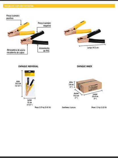 Caballete con 2 caimanes para cables pasa corriente