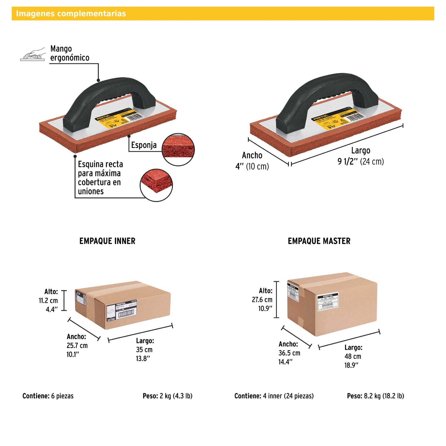 Flota de esponja de 9-1/2 pulgadas con acabado áspero y espesor de 3/4"