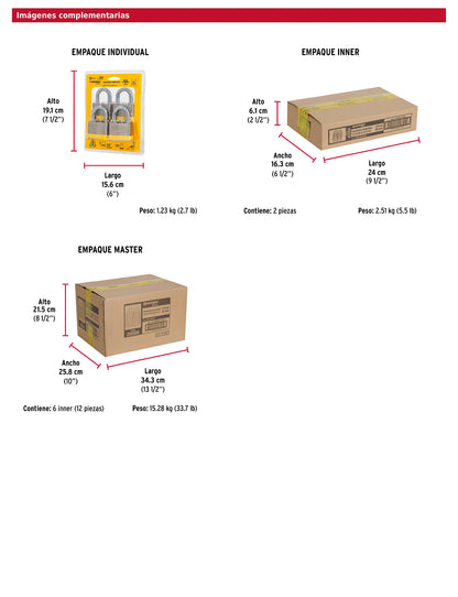 Juego de 4 candados cuerpo laminado 50 mm