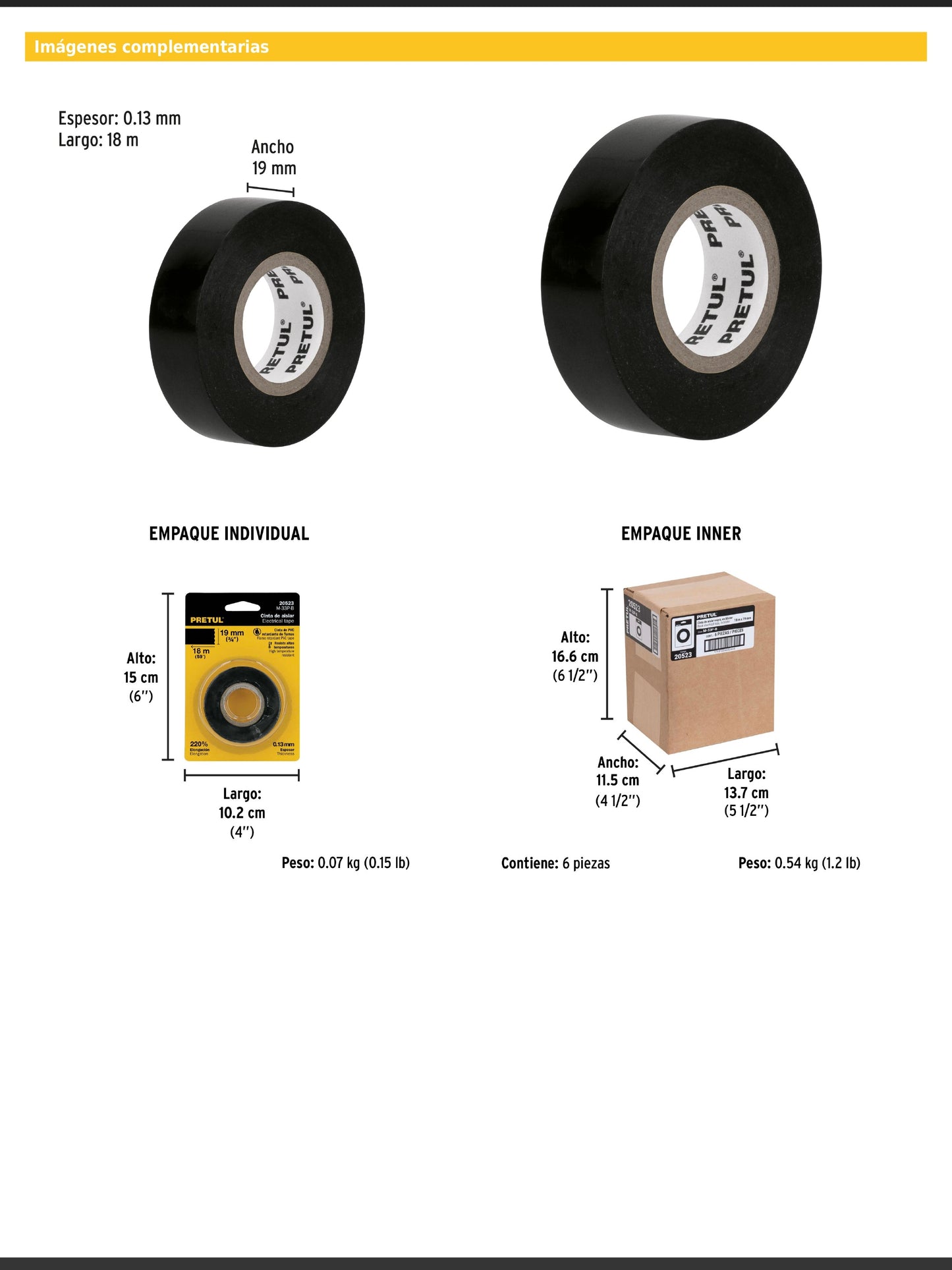 Cinta de aislar de 18 m x 19 mm negra en blíster