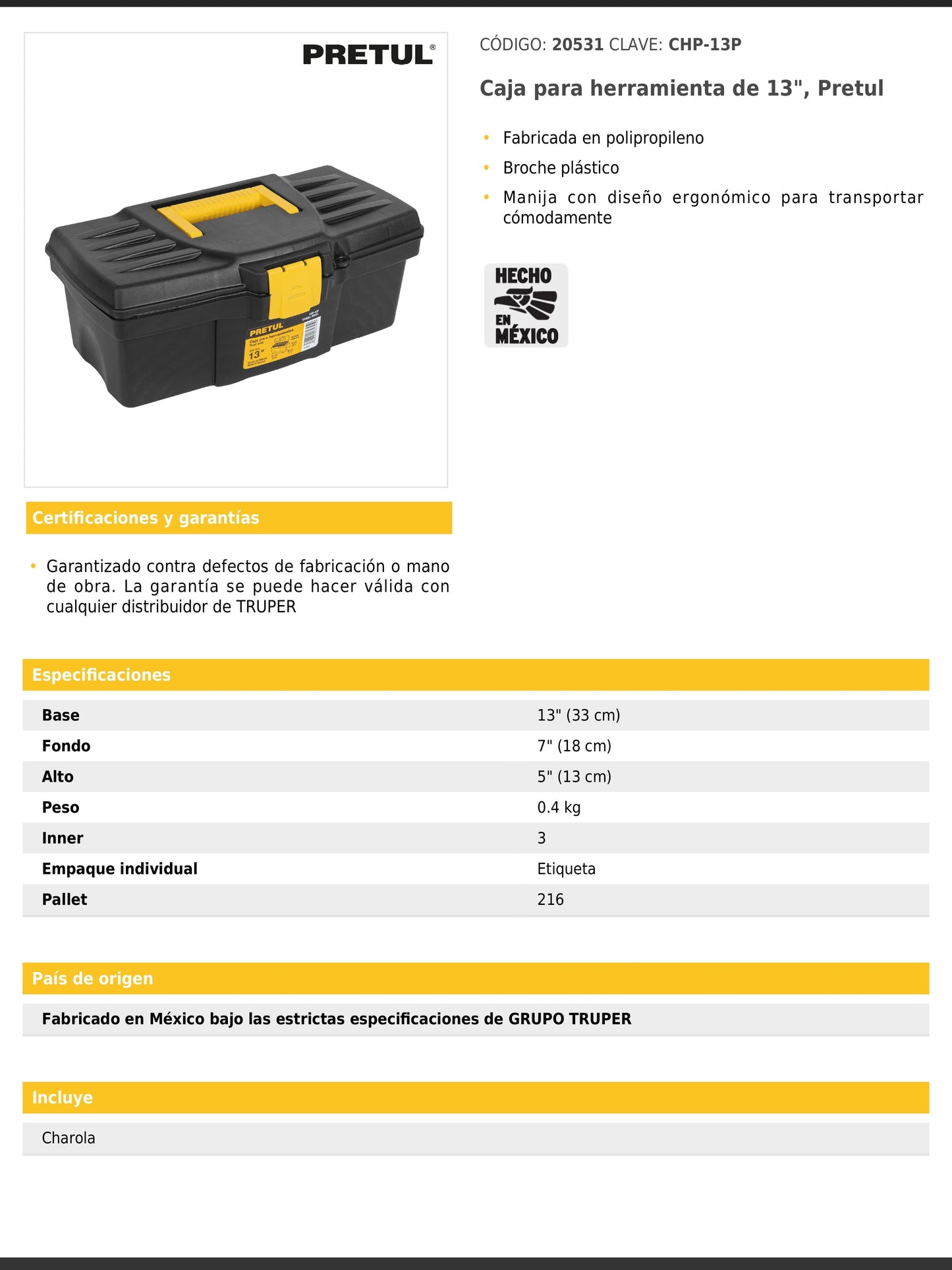 Caja para herramienta de 13"