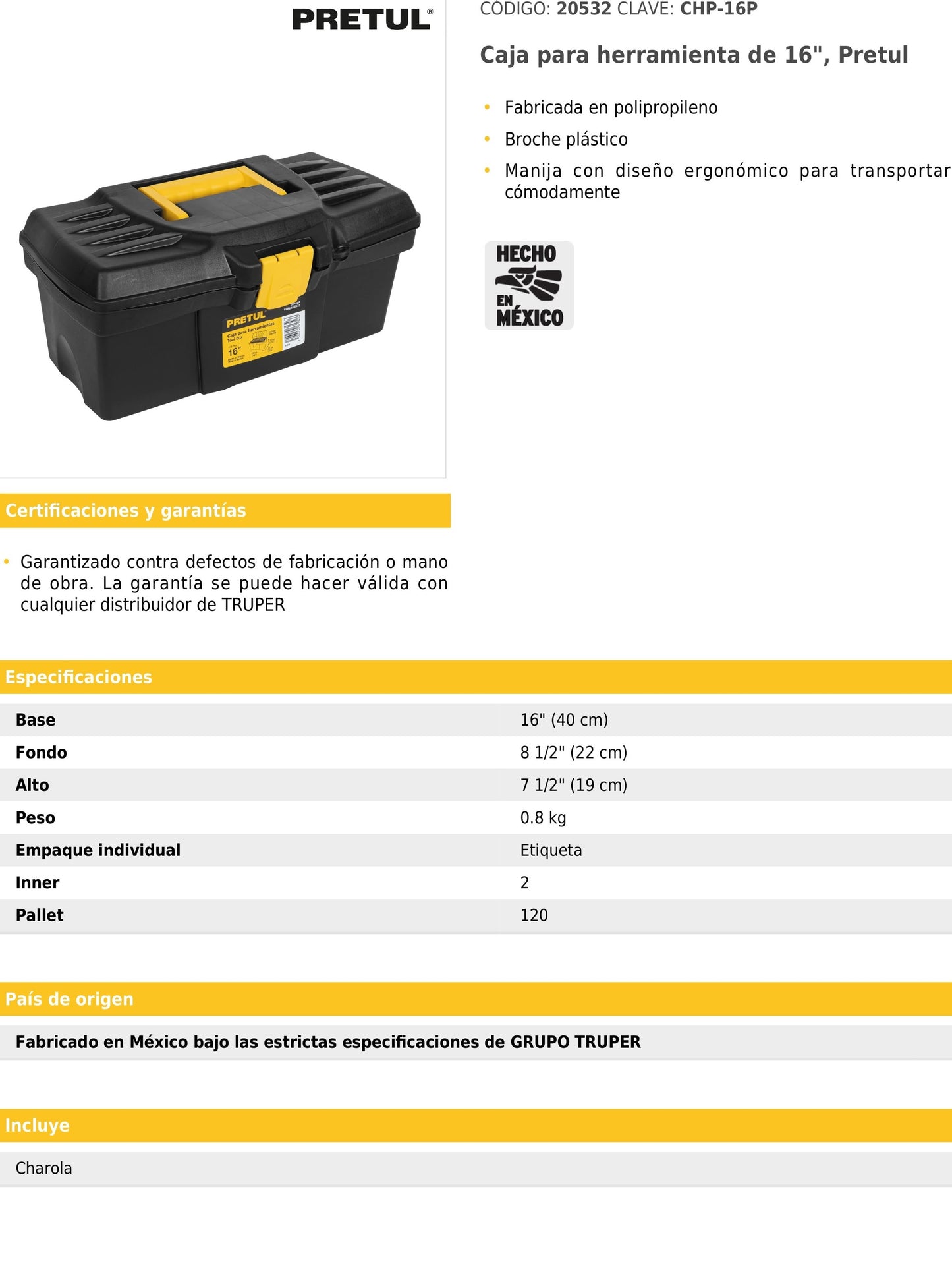 Caja para herramienta de 16"