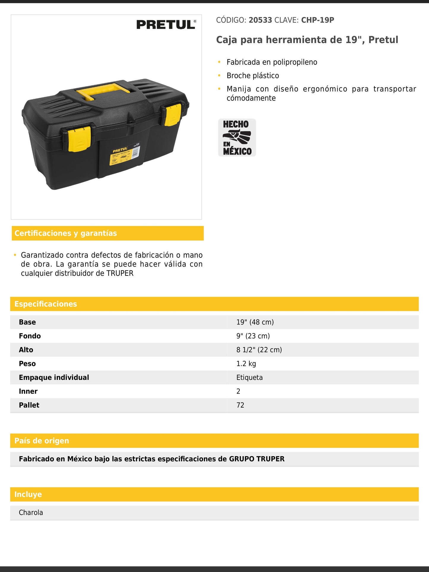 Caja para herramienta de 19"