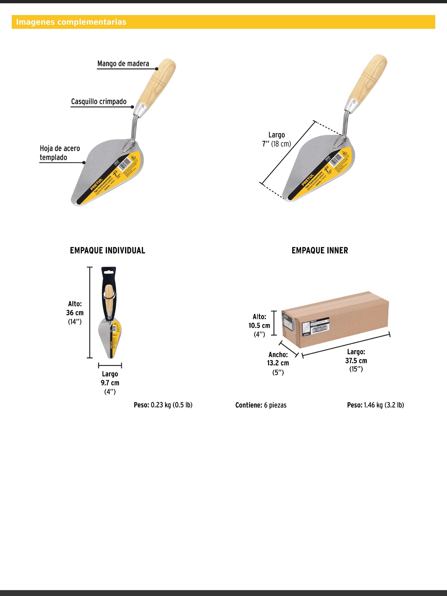 Cuchara para albañil de 7 pulgadas tipo Centroamericana