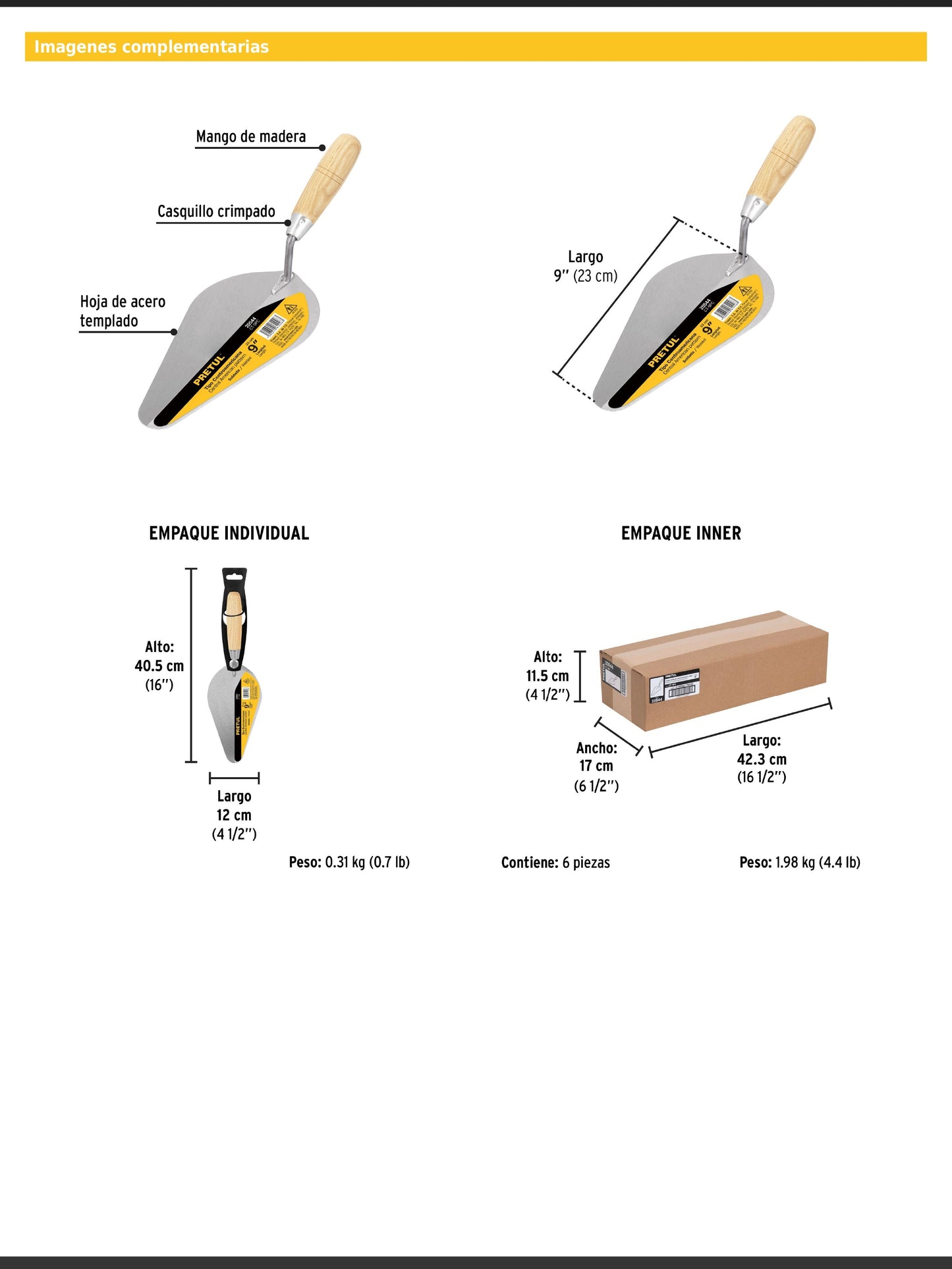 Cuchara para albañil de 9 pulgadas tipo Centroamericana