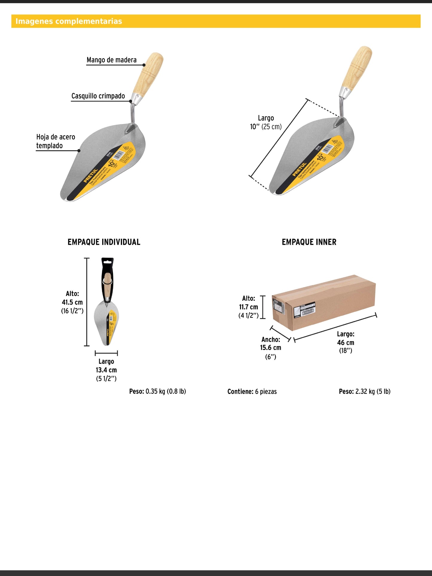 Cuchara para albañil de 10" tipo Centroamericana