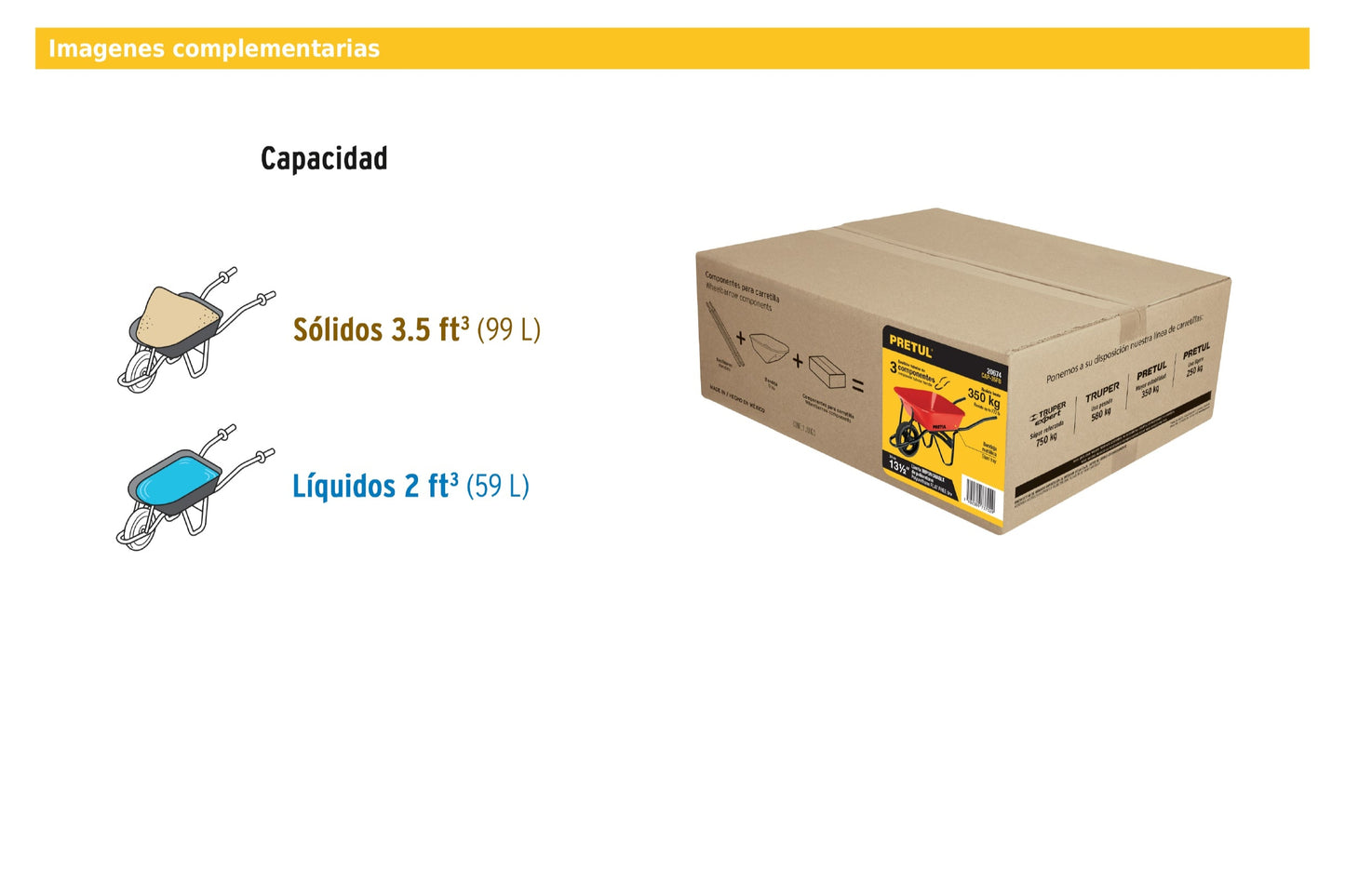 Carretilla 3.5 ft³ roja angosta imponchable tubular