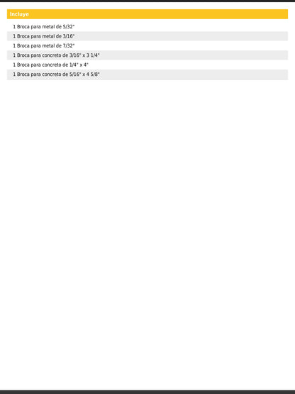 Juego de 9 brocas para metal, concreto y madera