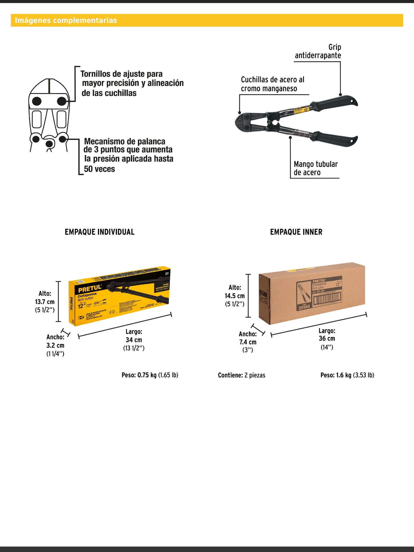 Cortapernos de 12 pulgadas con mango tubular